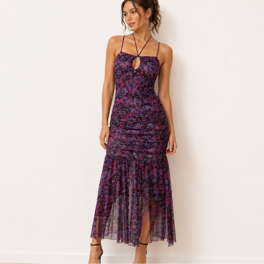 MISA Los Angeles Nicola Midi Dress in Electric Ditsy